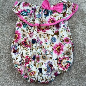 Lil Cactus Baby Girls Floral Ruffle Bubble Romper Easter Pink Bow Sunsuit 3-6M